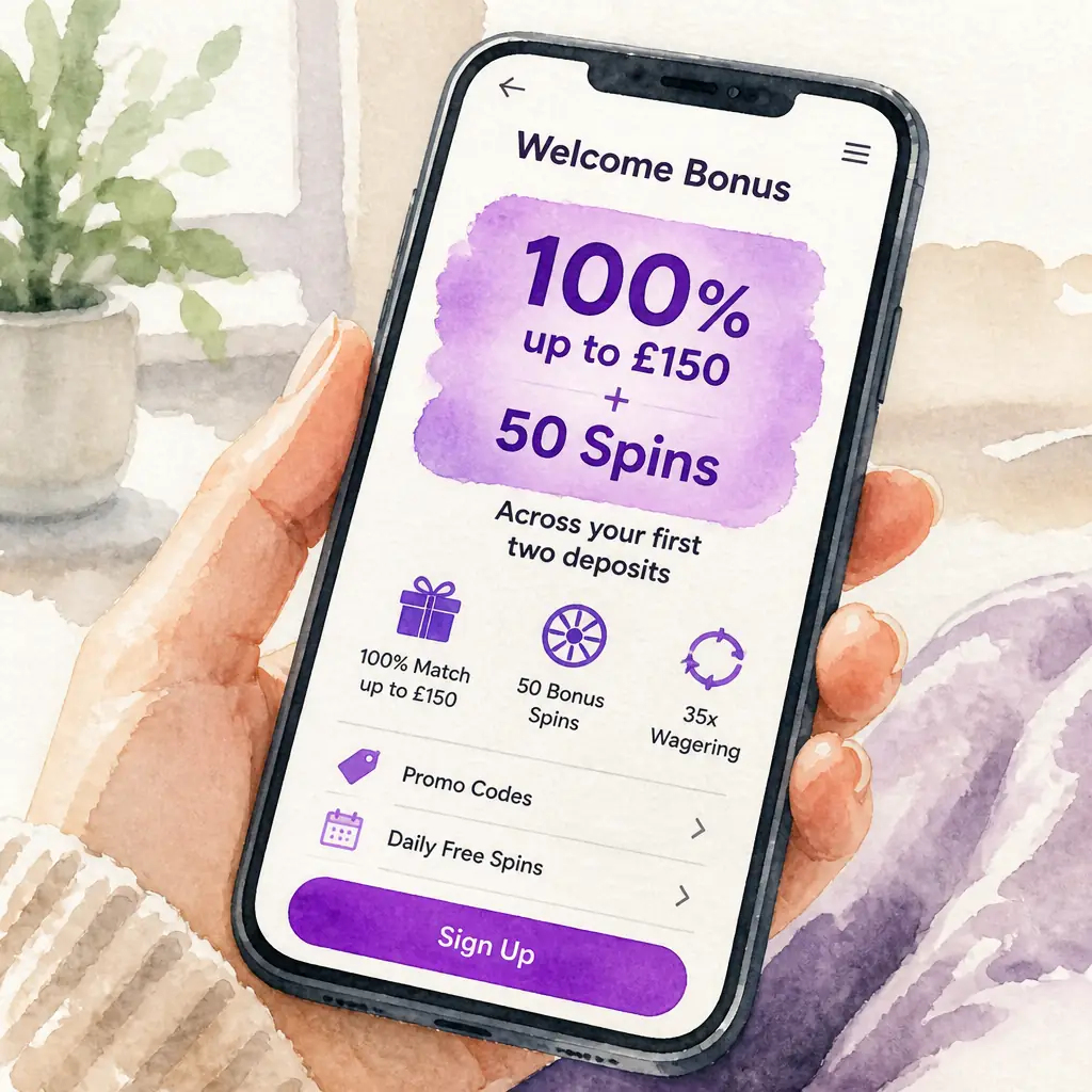 Kachingo Casino Bonus – 100% up to £150 + 50 Spins 2026 visual guide for Kachingo